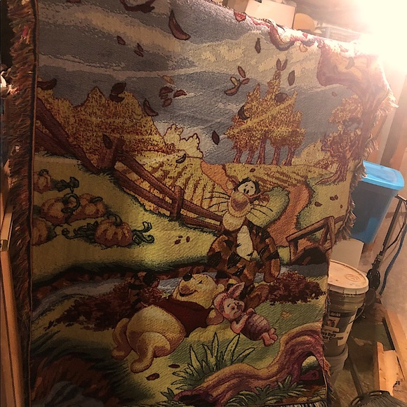48 in X 52 in Vintage Winnie the Pooh tapestry throw. Fringed edges.